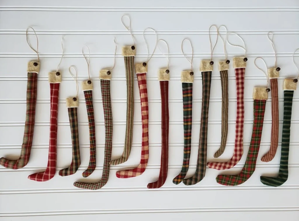 Primitive Christmas stocking ornament sewing pattern set of 7