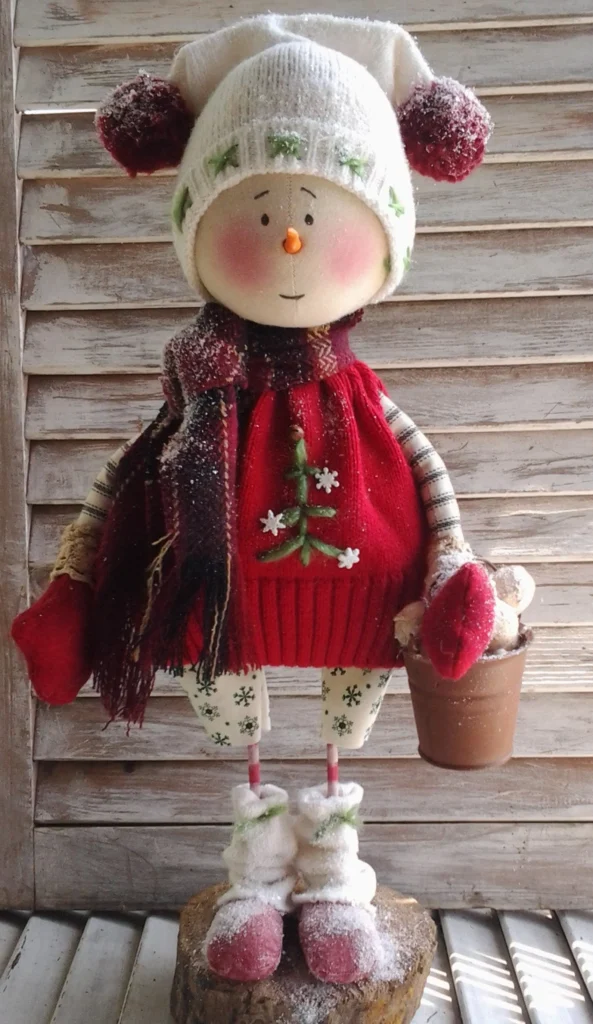 Primitive Snowman Jake sewing pattern winter snow doll