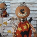 Primitive Halloween Pumpkin Man sewing pattern with spooky fall décor figure