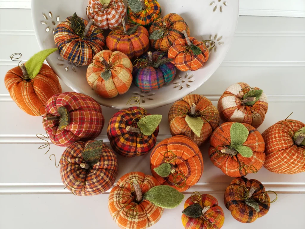 Homespun fabric pumpkin set rustic fall décor