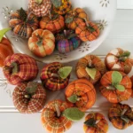 Homespun fabric pumpkin set rustic fall décor