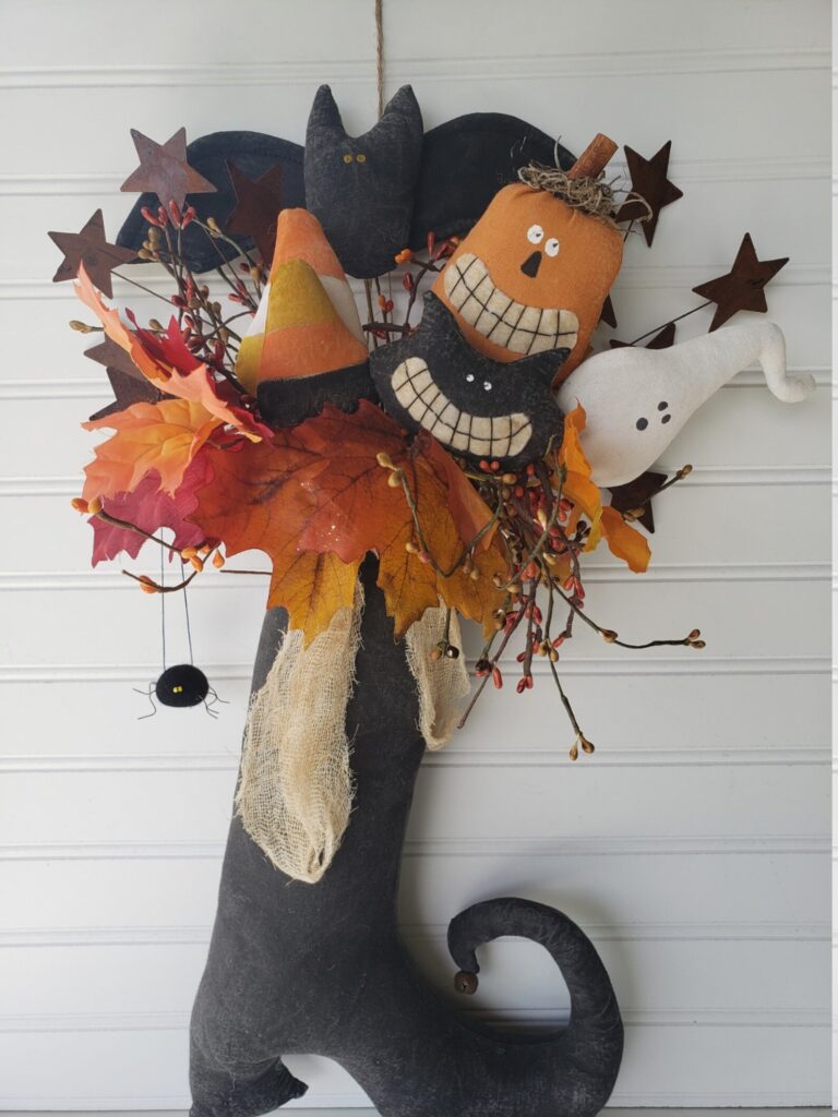 Primitive Witch Boot Door Greeter sewing pattern with Halloween fillers