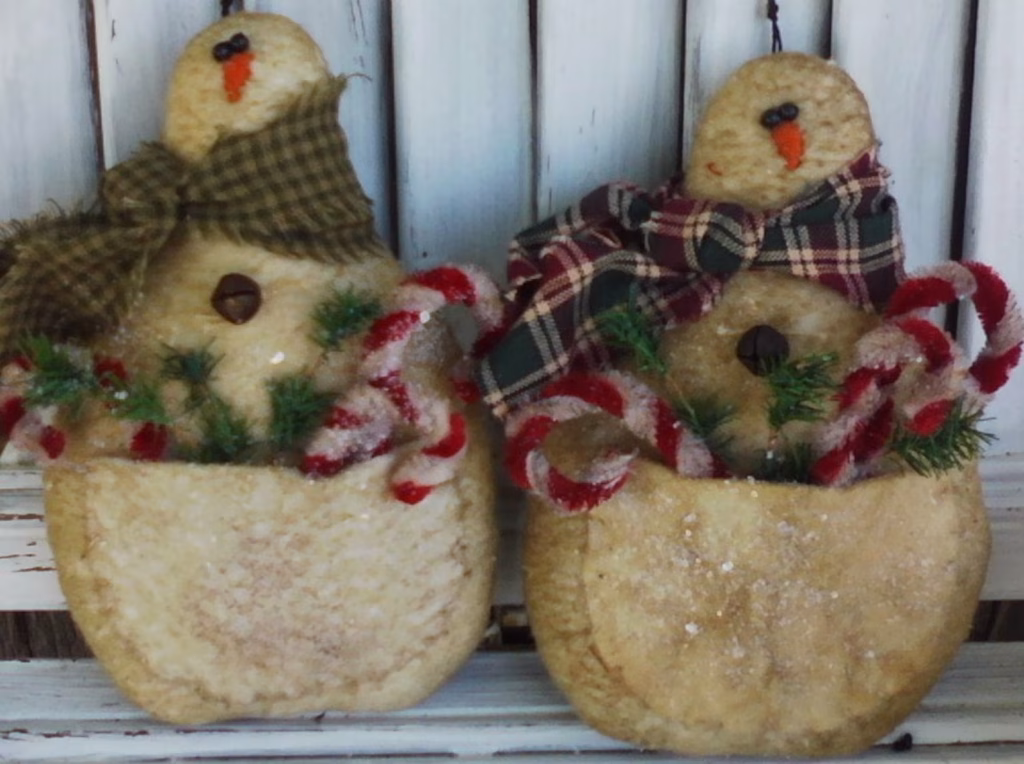 Primitive snowman pocket ornament sewing pattern 6x3