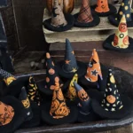 Primitive Halloween witch hat bowl filler set handmade