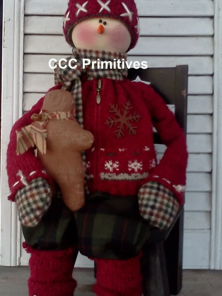 Primitive Jake and Ginger snowman sewing pattern 23 inches tall