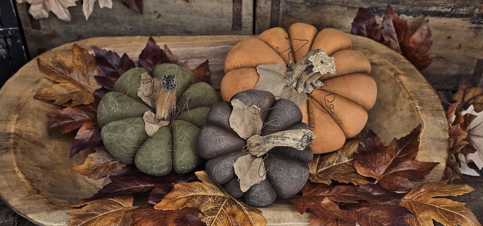 Primitive Fall Pumpkin Set | Rustic Farmhouse Autumn Décor | Tiered Tray & Thanksgiving Accents
