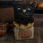 Rustic Halloween black cat décor for tiered trays