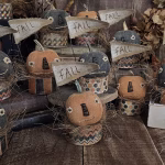 Primitive Pumpkin Jack in aged paper mache box handmade fall décor